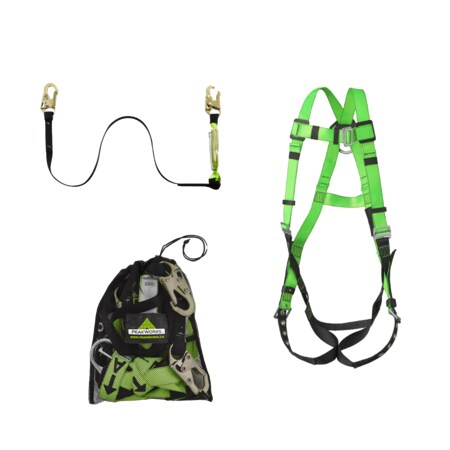 Peakworks Double Leg Contractor Kit, Includes Safety Harness V8002200, Lanyard V8104406, Storage Bag V86001 V8252326